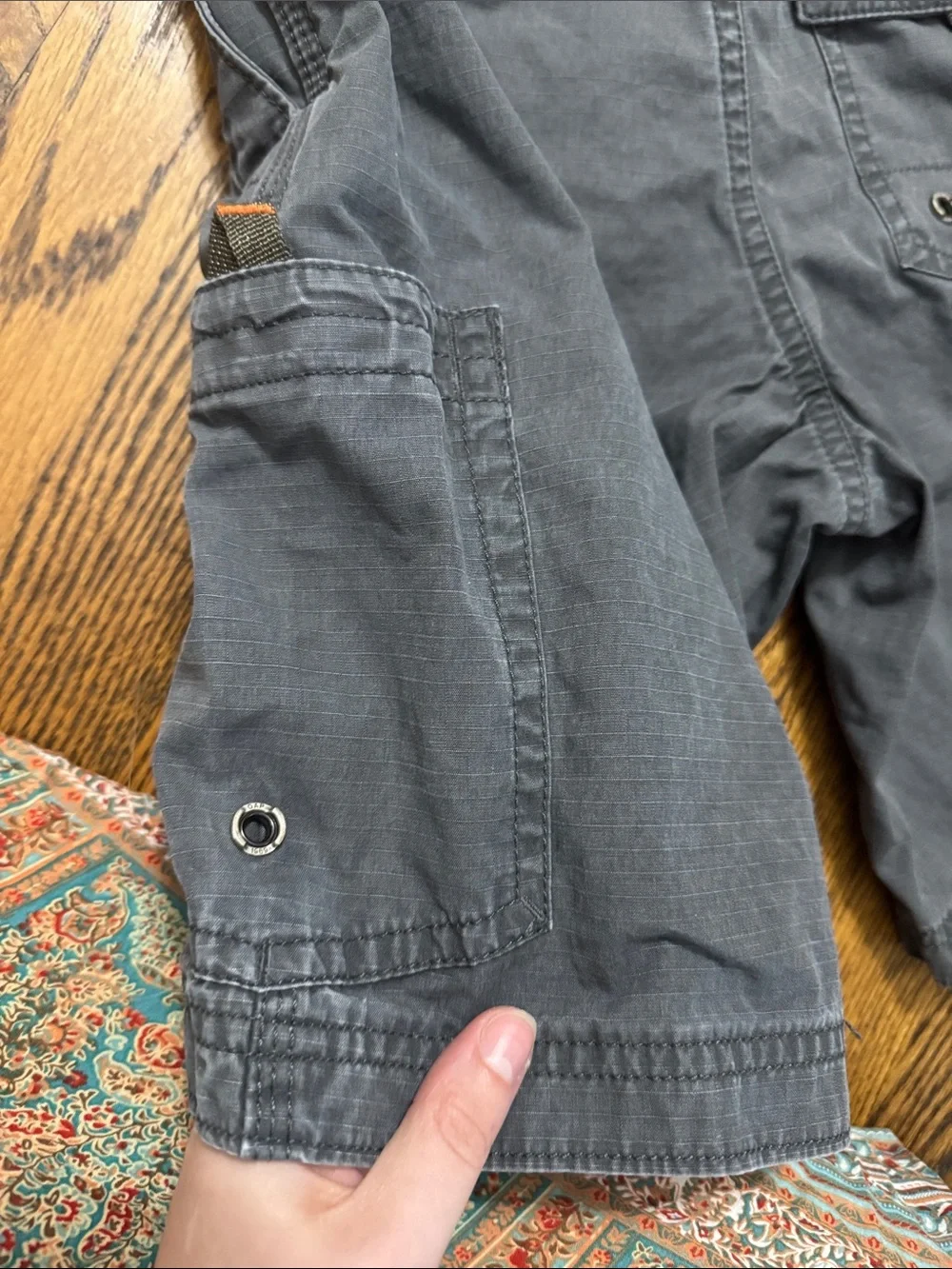 2011 GAP Kids Ripstop Cargo Shorts Gray Size 6 Slim Drawstring 100% Cotton